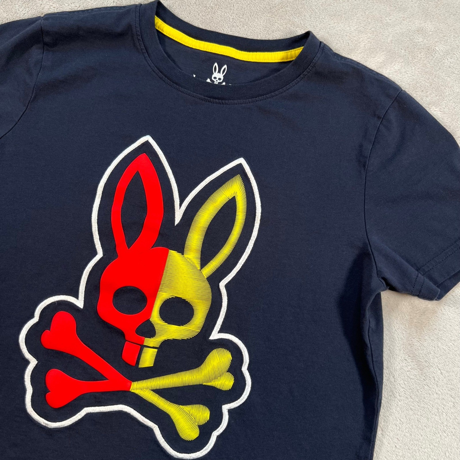 Psycho Bunny T-Shirt Men’s Size 2 XXS Navy Blue Pima Cotton Graphic Logo Casual