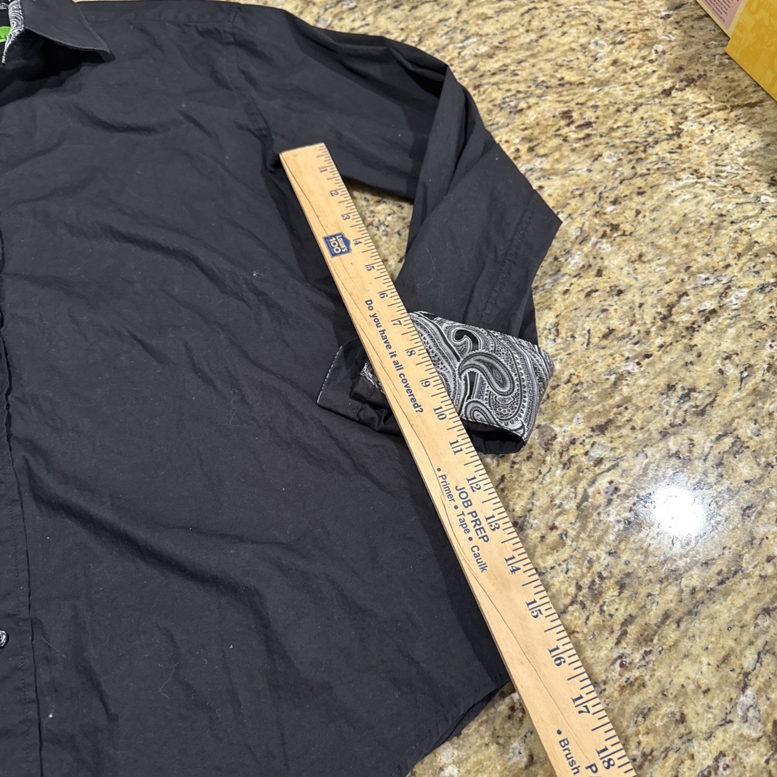 Bristol & Bull Shirt Men’s (L)Black With Check Silver Paisley Flip Cuff L/sleeve