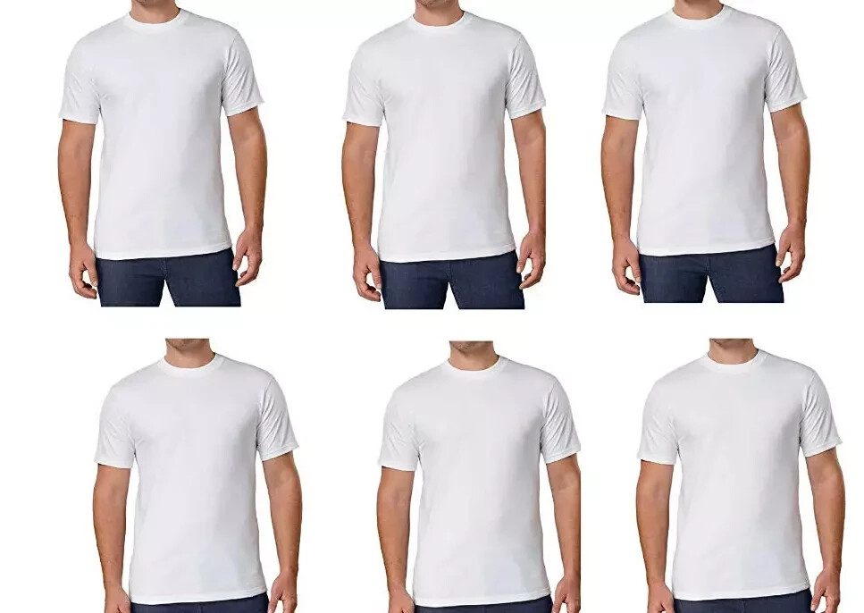 Kirkland Signature Men’s Crew Neck Tee, 6-pack Heavyweight Cotton White Black