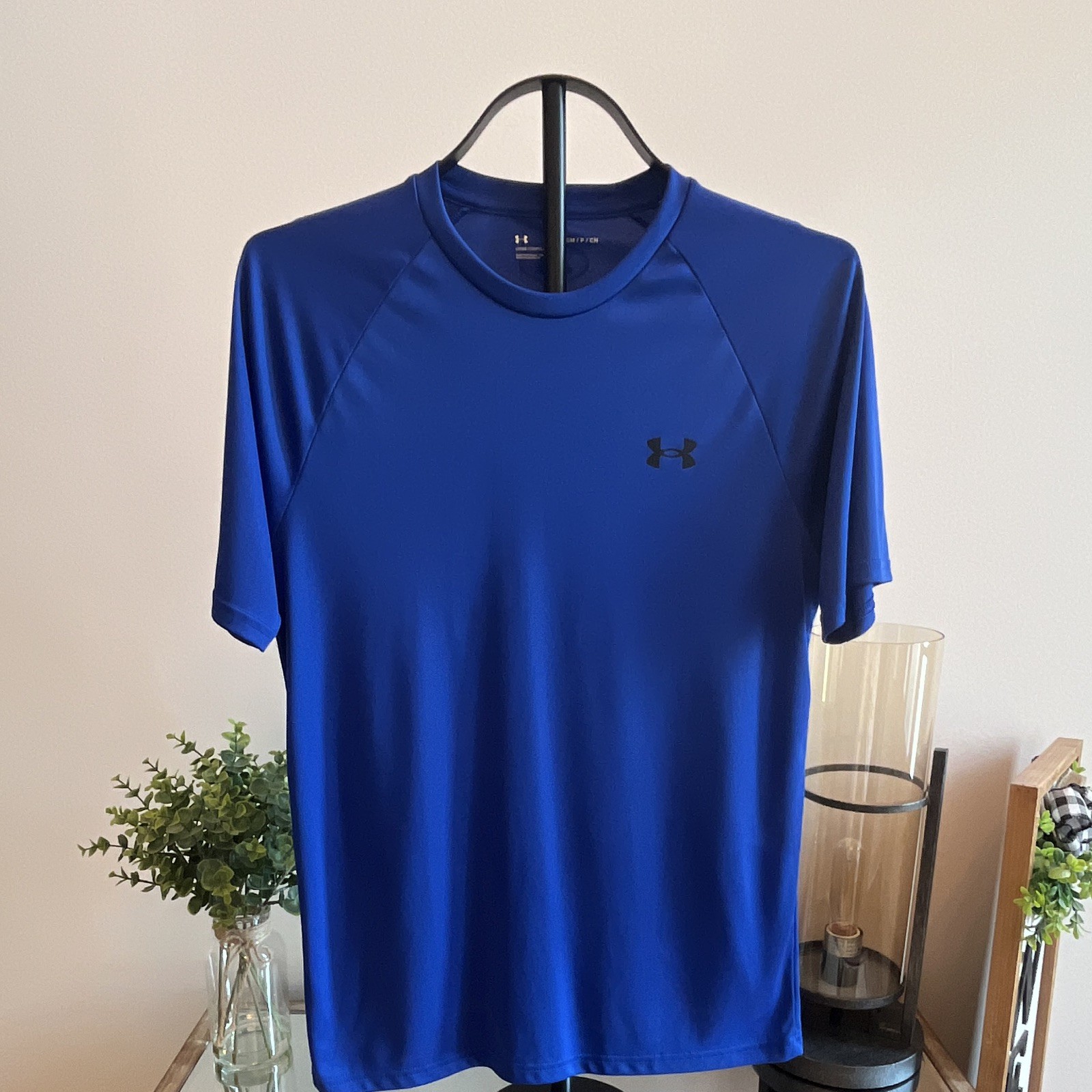 Under Armour UA Tech Men S Loose Short Sleeve Crew Neck T-Shirt Blue Logo