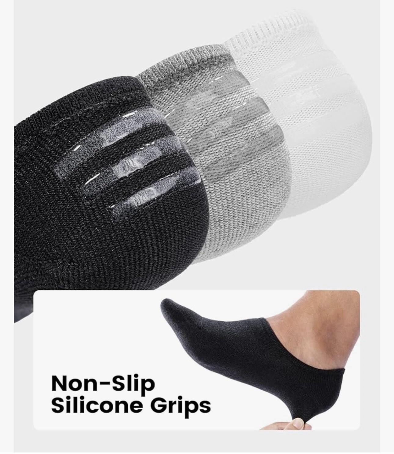 No Show Socks Men Low Cut Ankle Short Socks for Men with Non-Slip Grip