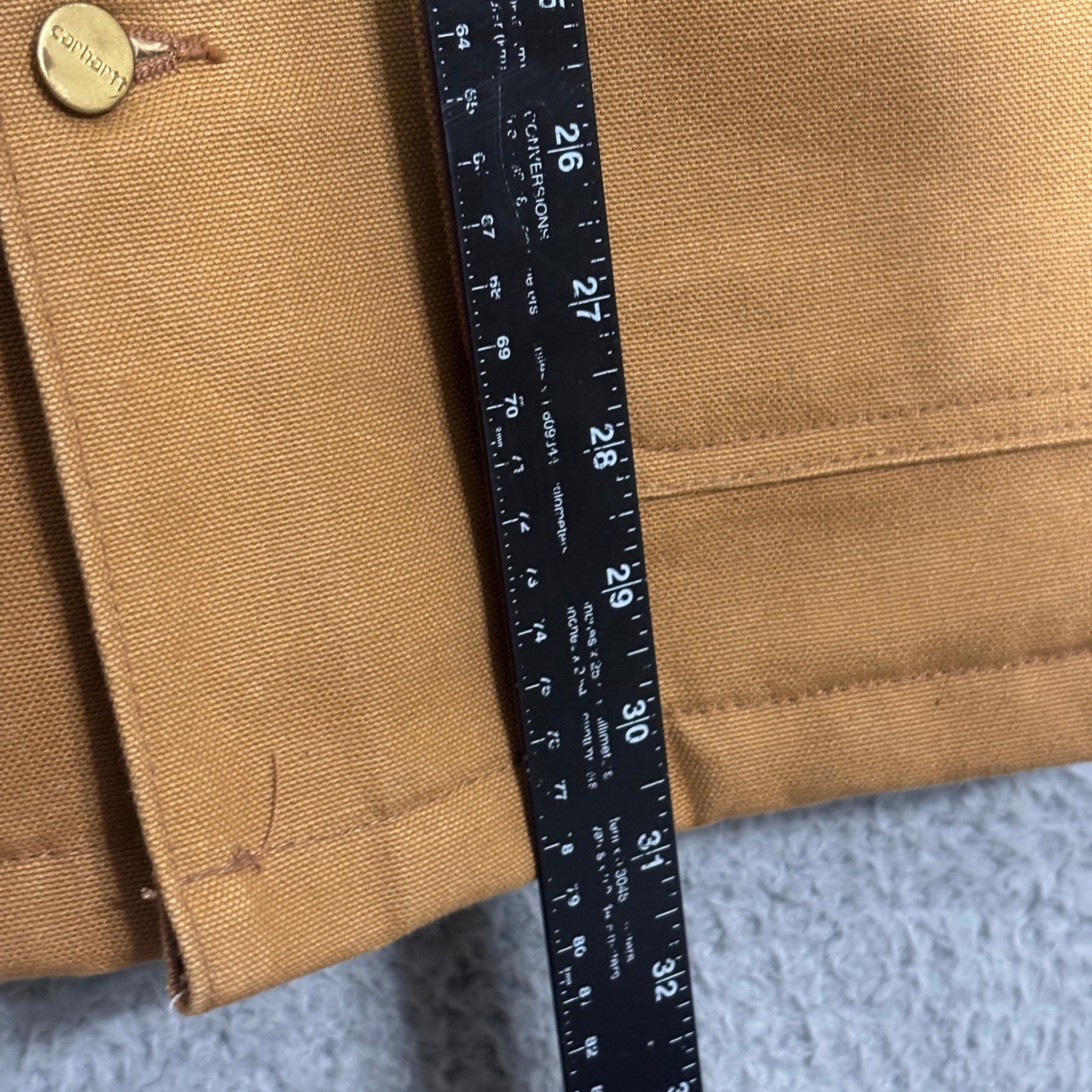 Carhartt Men Brown Flannel Lined Duck Canvas Chore Coat Jacket Size S
