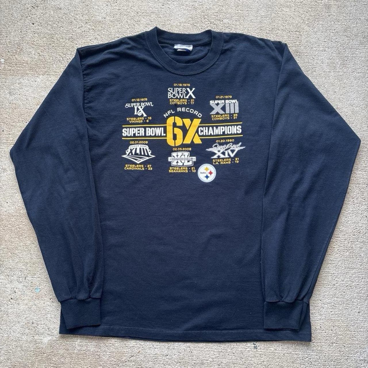 Reebok Men’s Pittsburgh Steelers Super Bowl 6X Champions Long Sleeve Cotton M