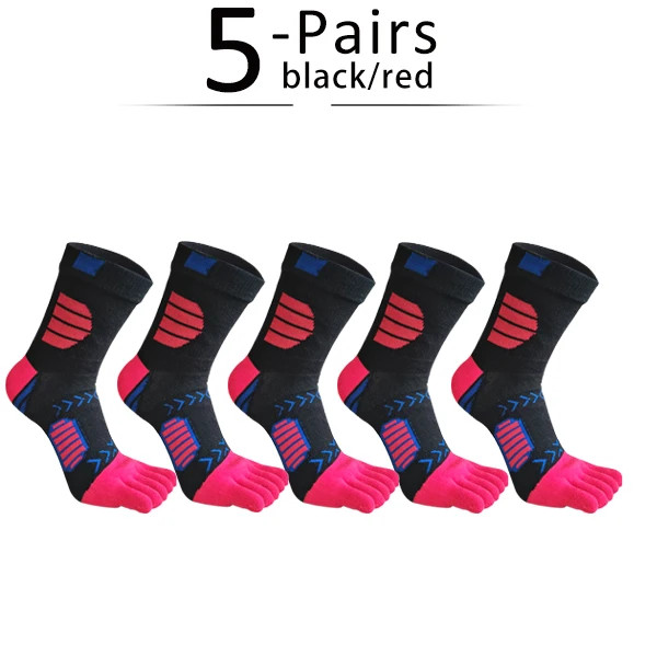5 Pairs Men’s Toe Socks Compression Cotton Breathable Outdoor Five Finger Socks