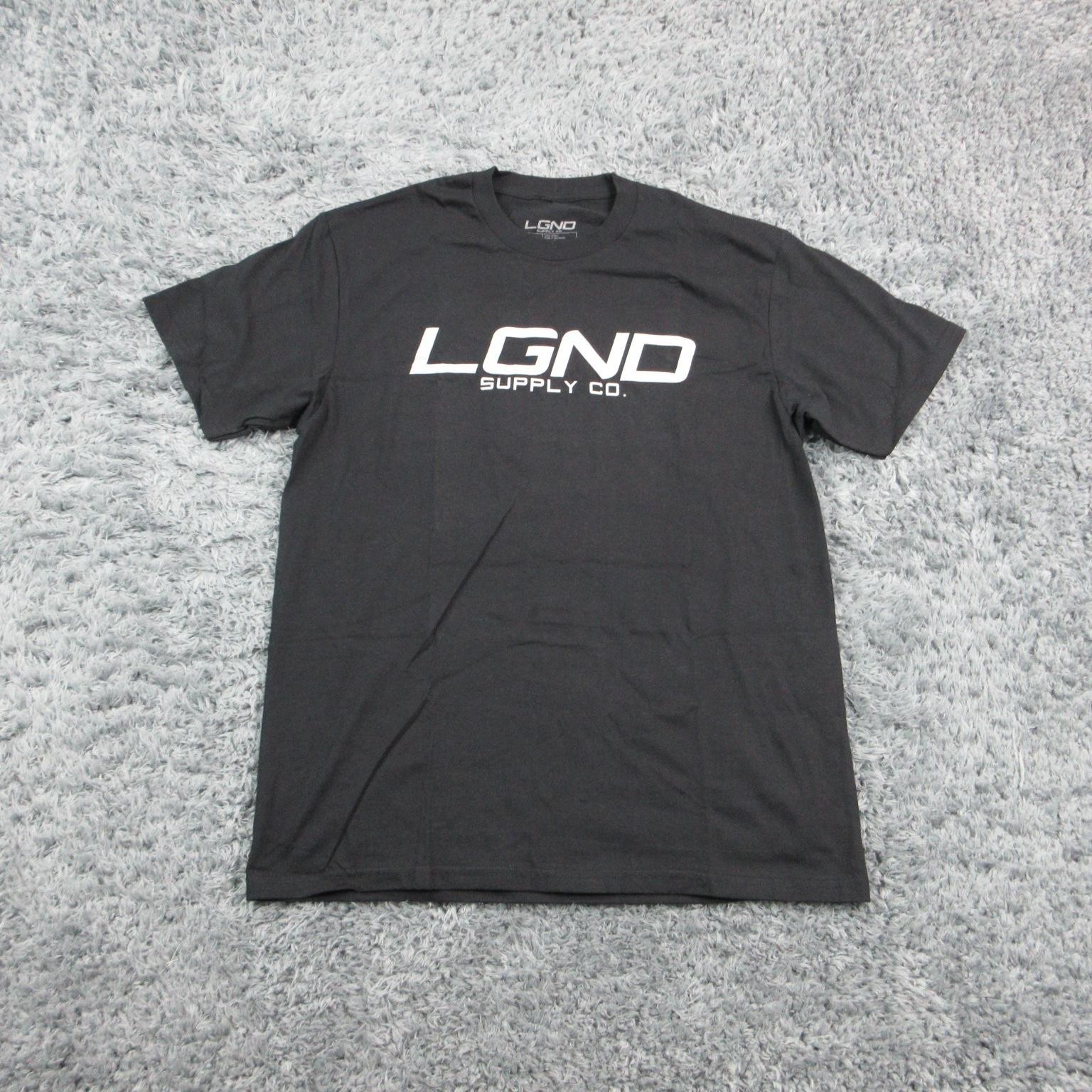 LGND Supply Co Shirt Mens L Black Crew Neck Double-Sided Tagless Automotive NWOT