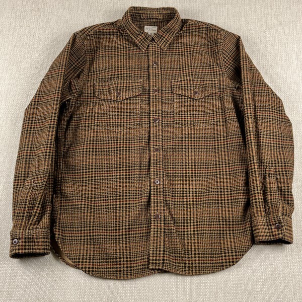 J Crew Corduroy Houndstooth Long Sleeve Button Shirt Mens M Chin Strap Preppy