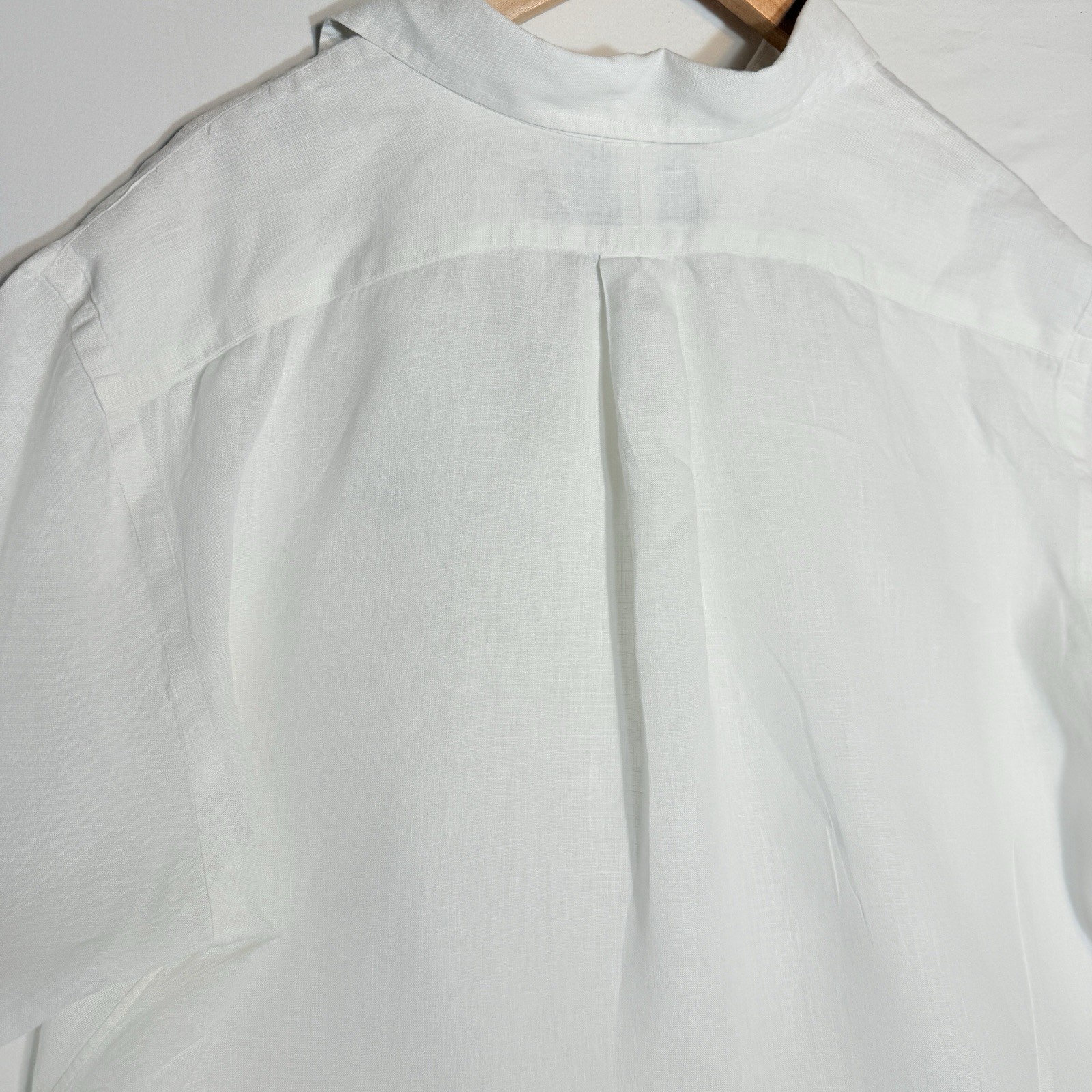 Ralph Lauren Classic Fit Linen Shirt XL White Short Sleeve Button Front