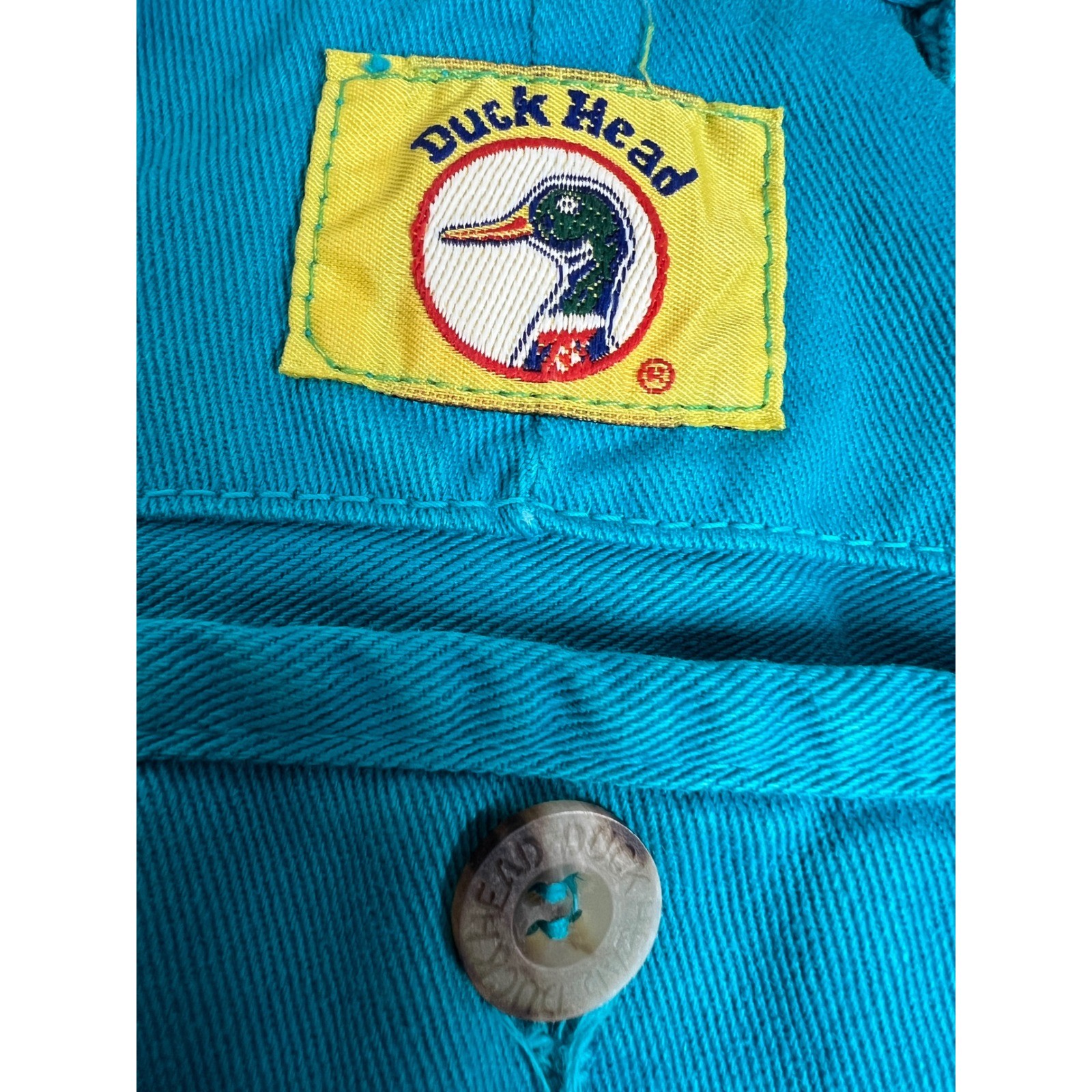 Duck Head Mens 36 Pleated Chino Shorts Teal Blue Cotton Vintage 90s Preppy
