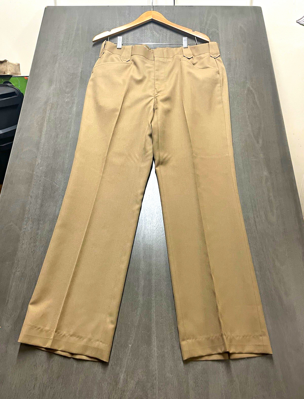 Circle S Pants Khaki Western Cowboy Flat Front Slacks Bootcut Flared 38×30 0009