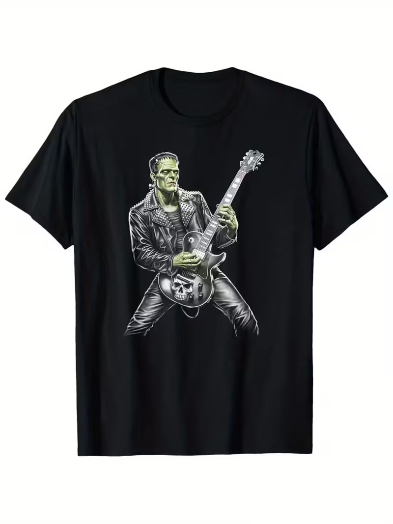 Frankenstein Playing Guitar Player Rock Music Guitarist T-Shirt