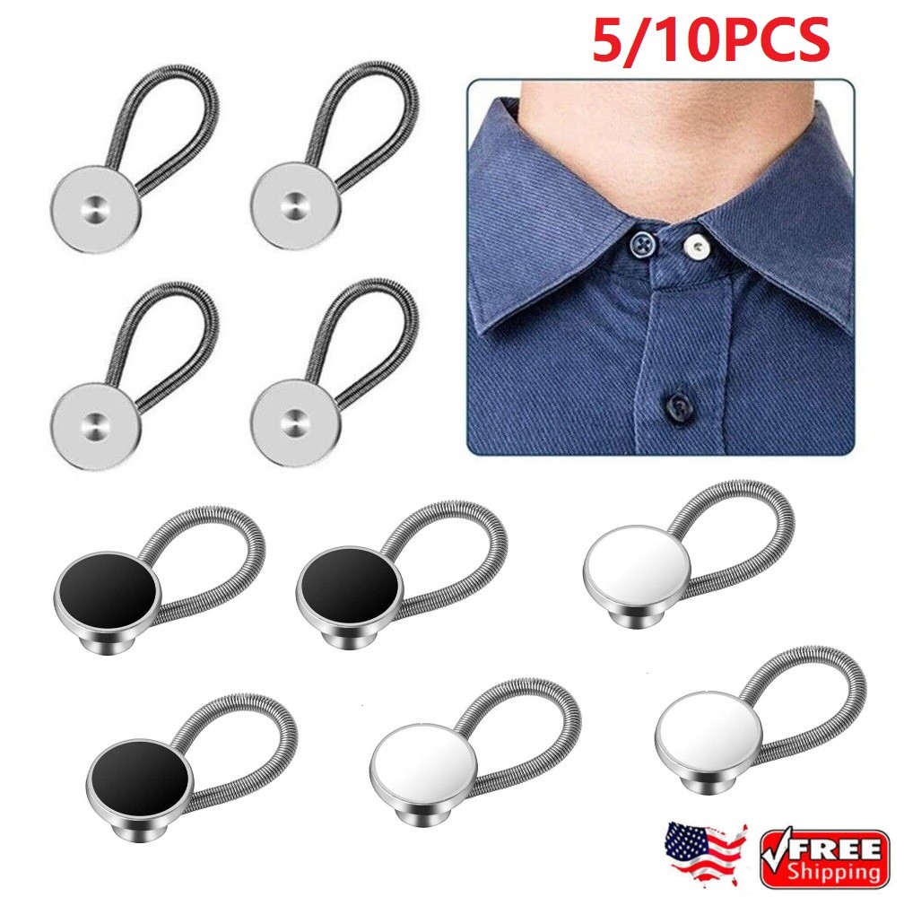 10× Metal Collar Neck Waist Extender Expander Buttons for Men Dress Shirt Pants