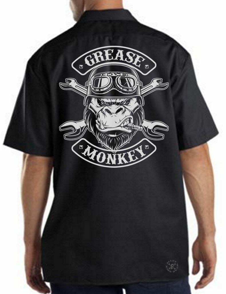 GREASE MONKEY Mechanics Work Shirt ~ Car Guy ~ Garage Gorilla Gear