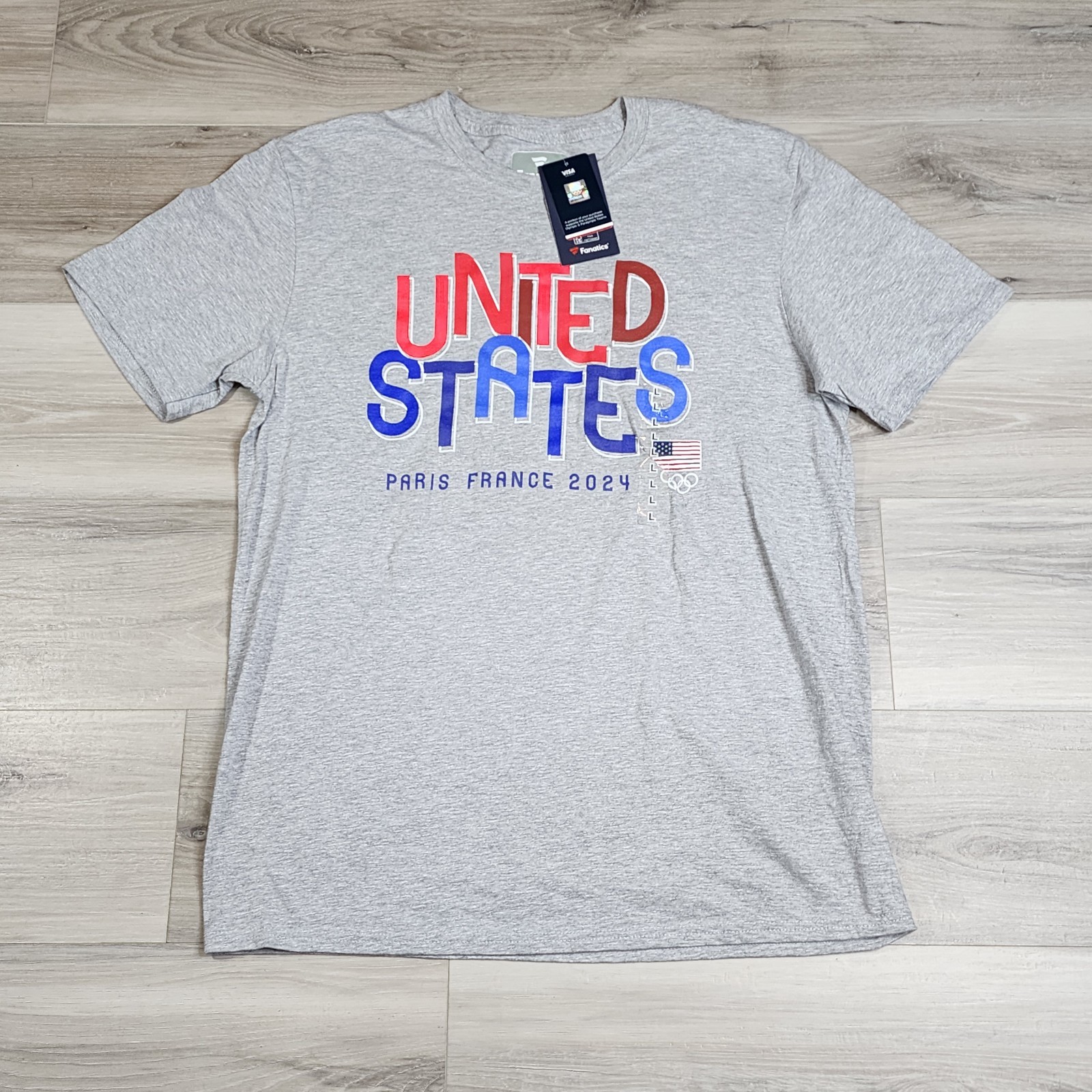 United States T-Shirt Men’s Large Gray Fanatics Paris France 2024 New