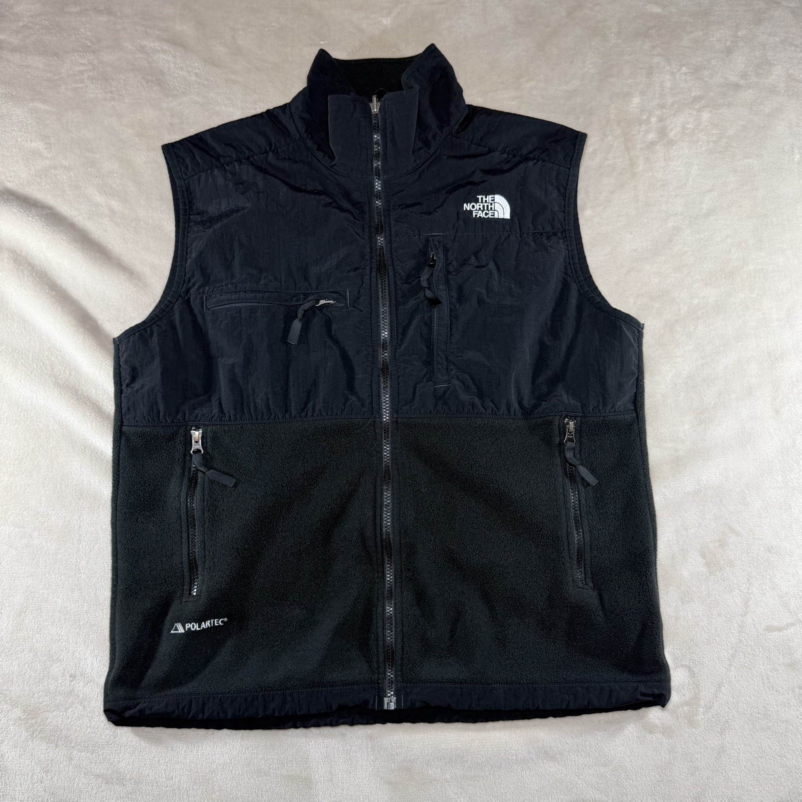 The North Face Men’s Black Vest Full Zip Zipped Pockets Logo – Polartec