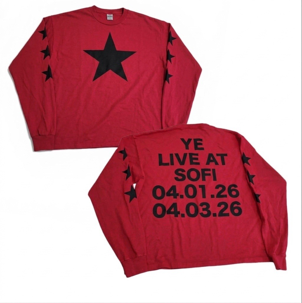 Kanye West YE Bully Merch Live in Sofi LA Red Long Sleeve T Shirt New S-5XL