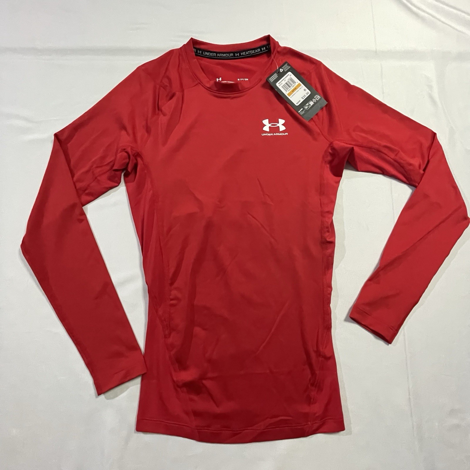 Under Armour HeatGear Men’s Small Compression Long Sleeve Shirt Red 1361524 NWT