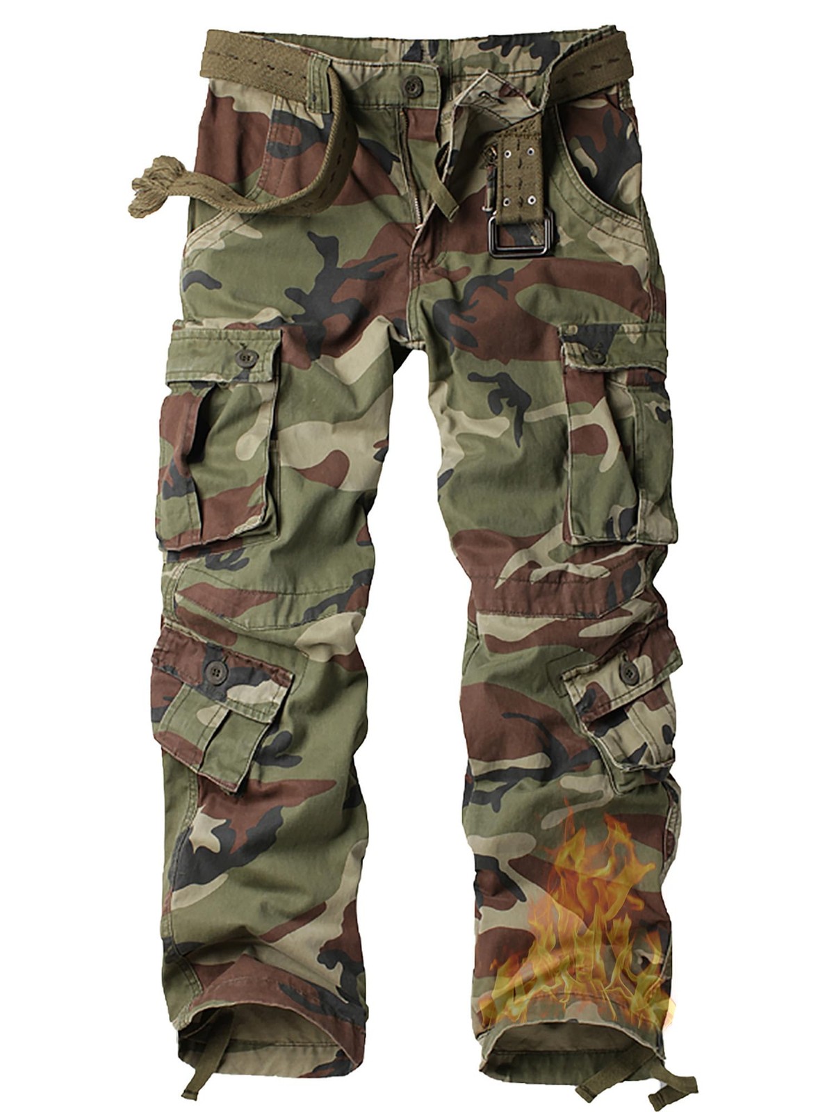 Men’s Fleece Lined Hiking Pants Outdoor Cargo Pants Casual Work Ski Pants wit…