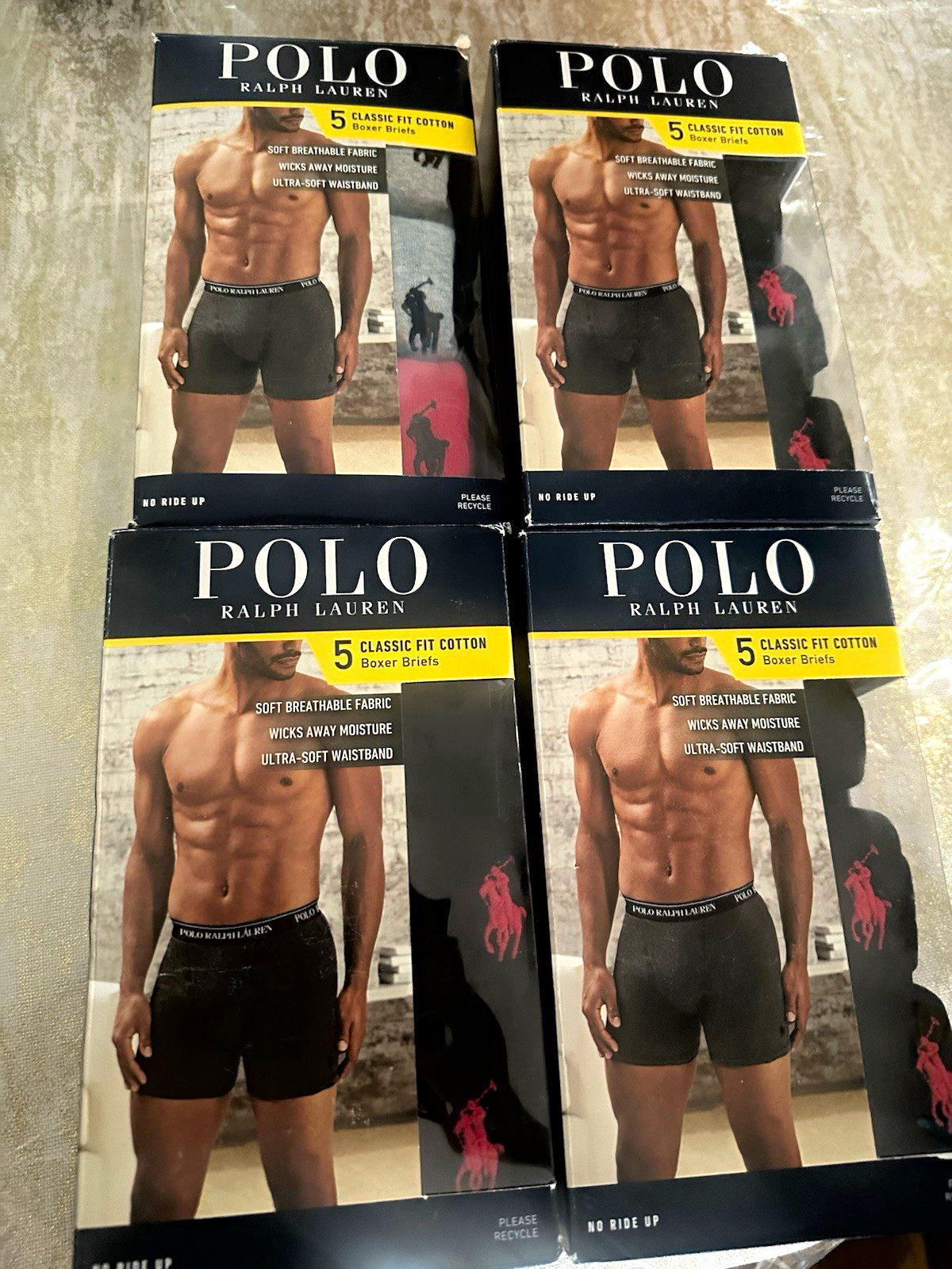 Polo Ralph Lauren Men’s Black 5-Pack Classic 100 Cotton Breathable Boxer Briefs