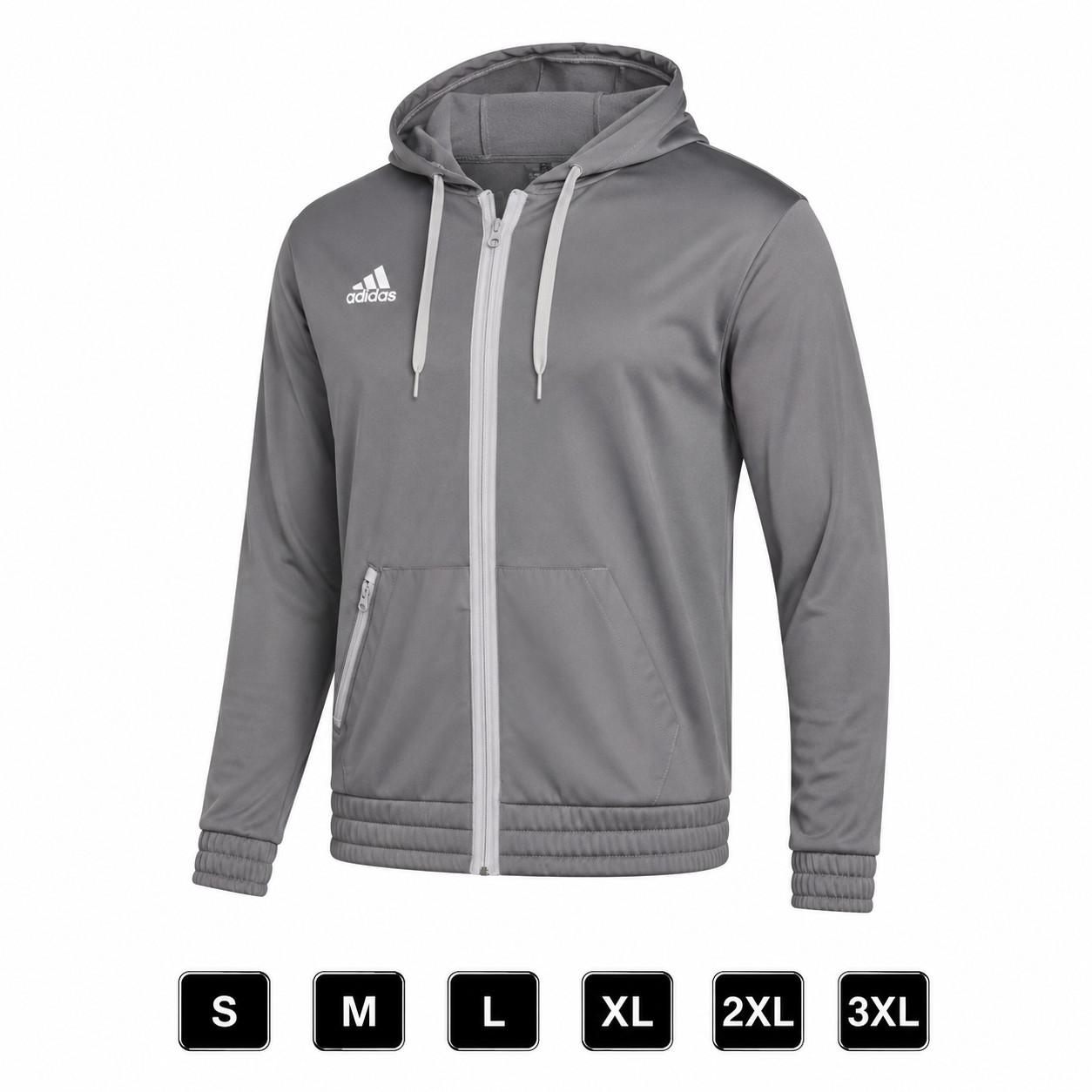 adidas Team Issue Full Zip Hoodie Grey Unisex Athletic Sweatshirt S to 3XL