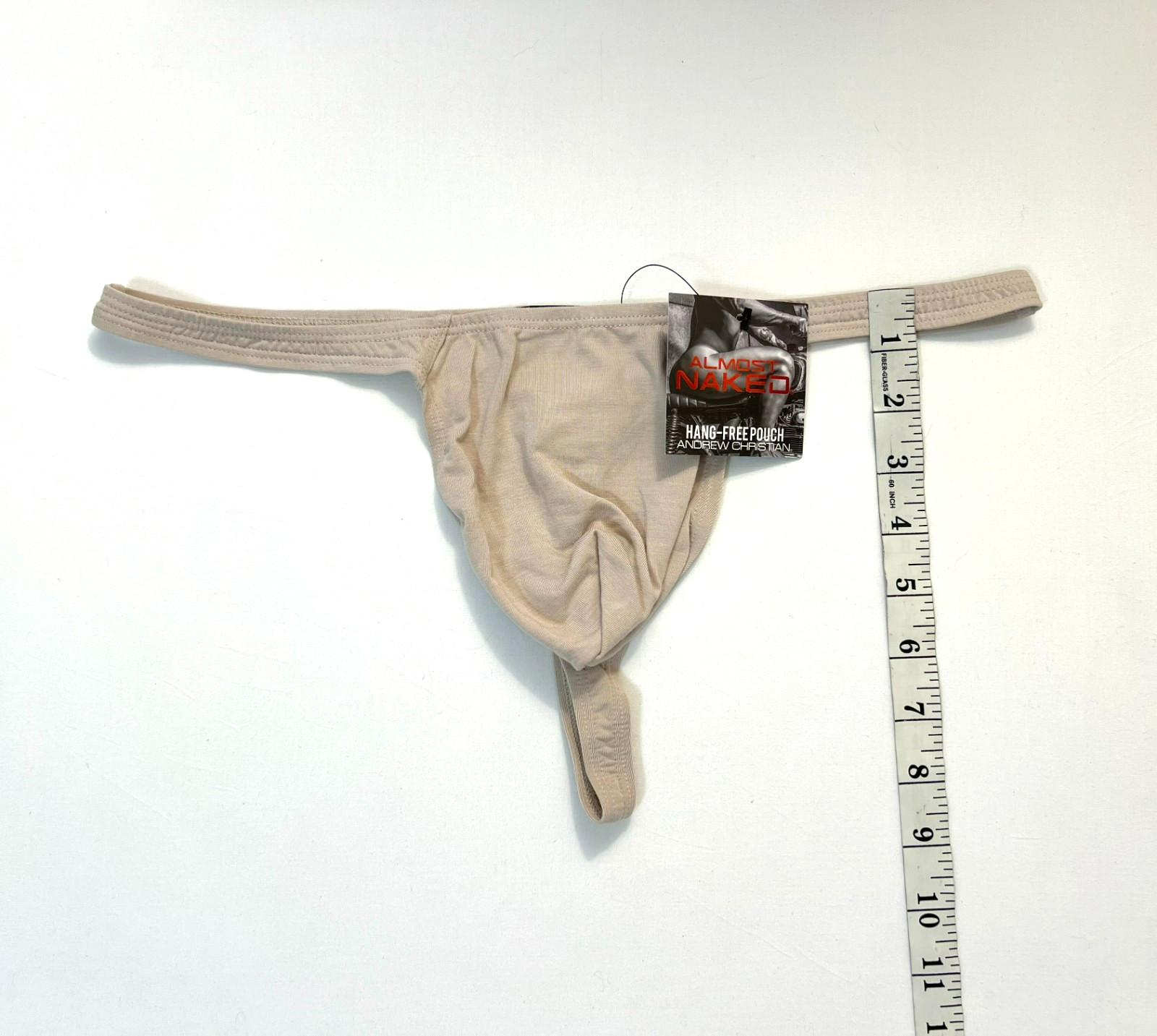 Andrew Christian Size XL Solid Ultra Low-Rise No-Show T-Back Thong – Taupe
