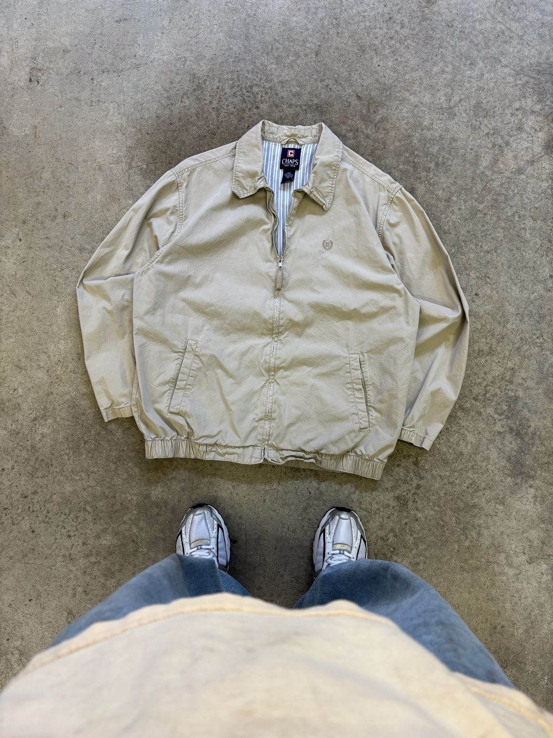 Chaps Est 1978 Men’s Beige Full-Zip Lightweight Harrington Jacket