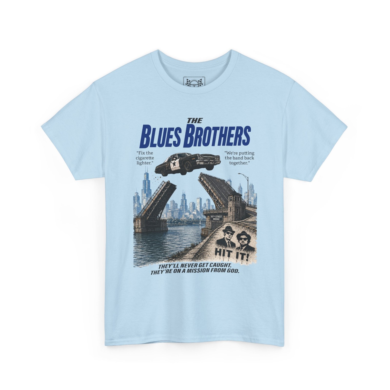 Blues Brothers Movie Retro T-Shirt | Bluesmobile Jump Tee | Chicago Fans Gift