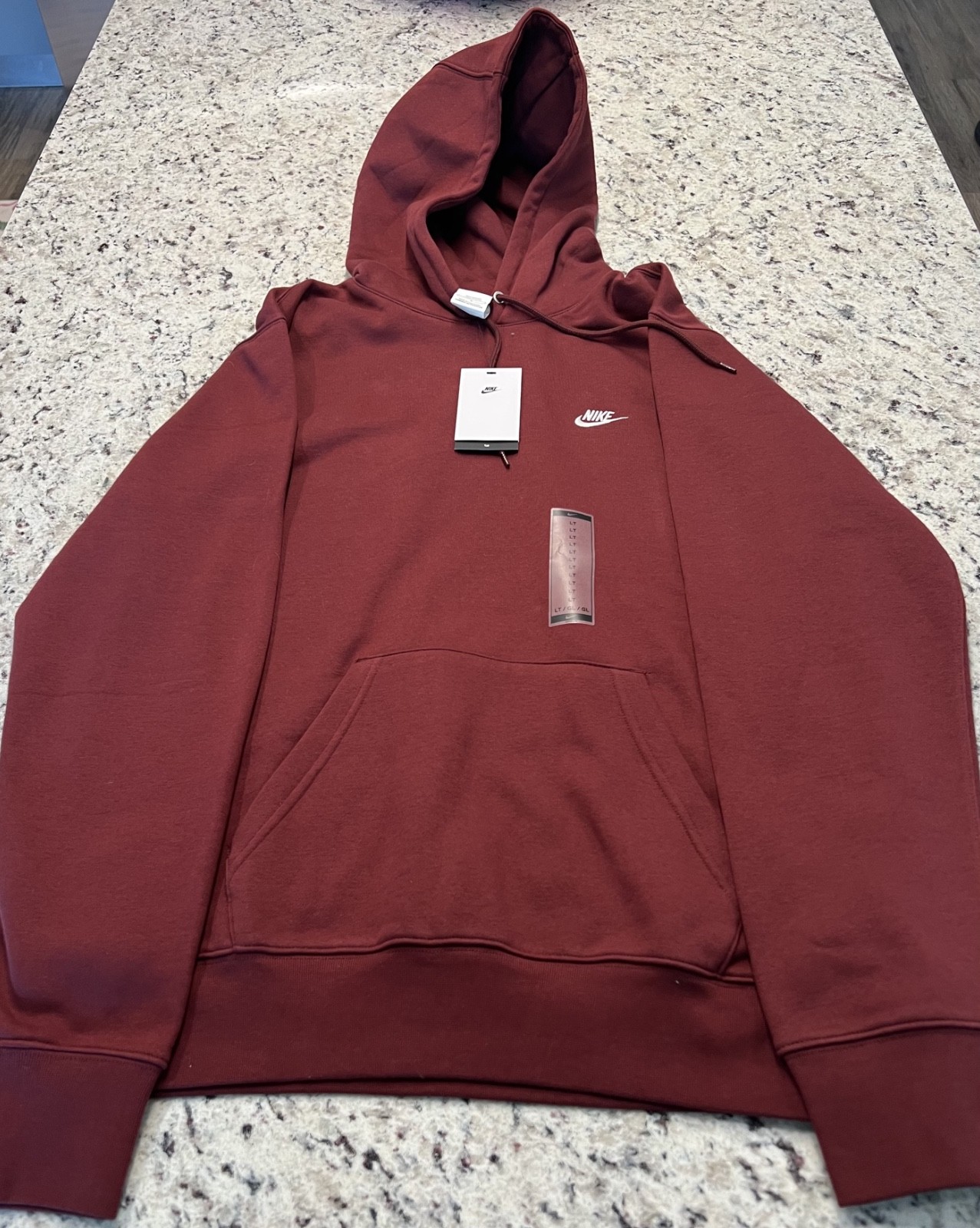 Nike NSW Club Fleece Hoodie Sweatshirt Dark Team Red Men’s FN3859-619 lg tall