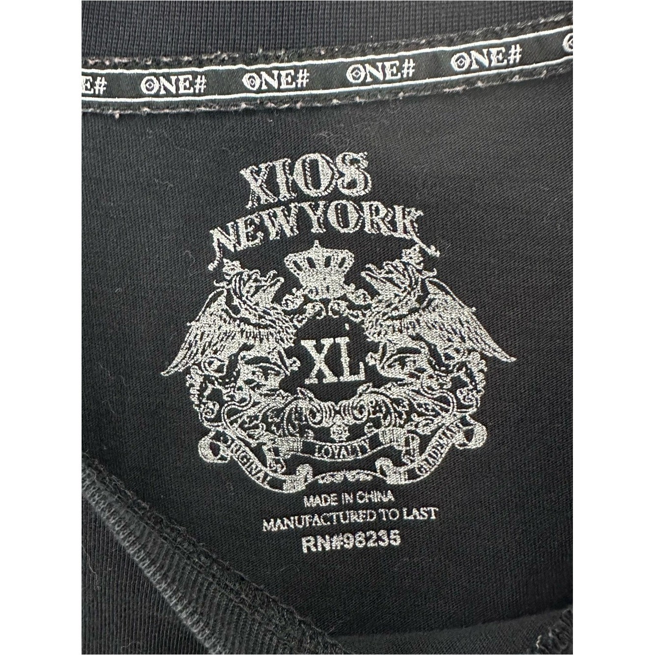 Xios New York XL Black Studded American Flag Graphic T-Shirt Men’s