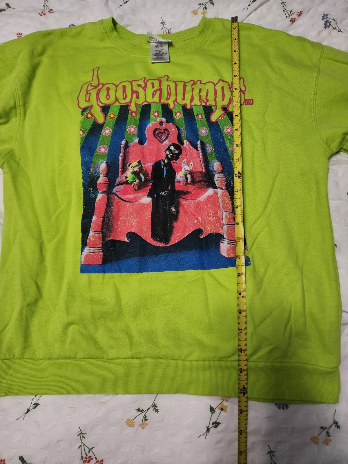 Goosebumps Sweater Men’s Large Neon Green Night Of The Living Dummy Sweatshirt