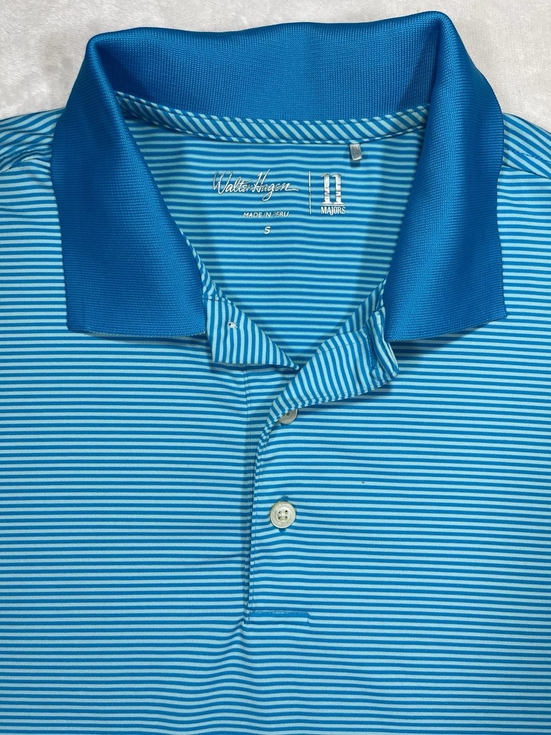Walter Hagen 11 Majors Men’s Performance Striped Polo Shirt Blue Size S