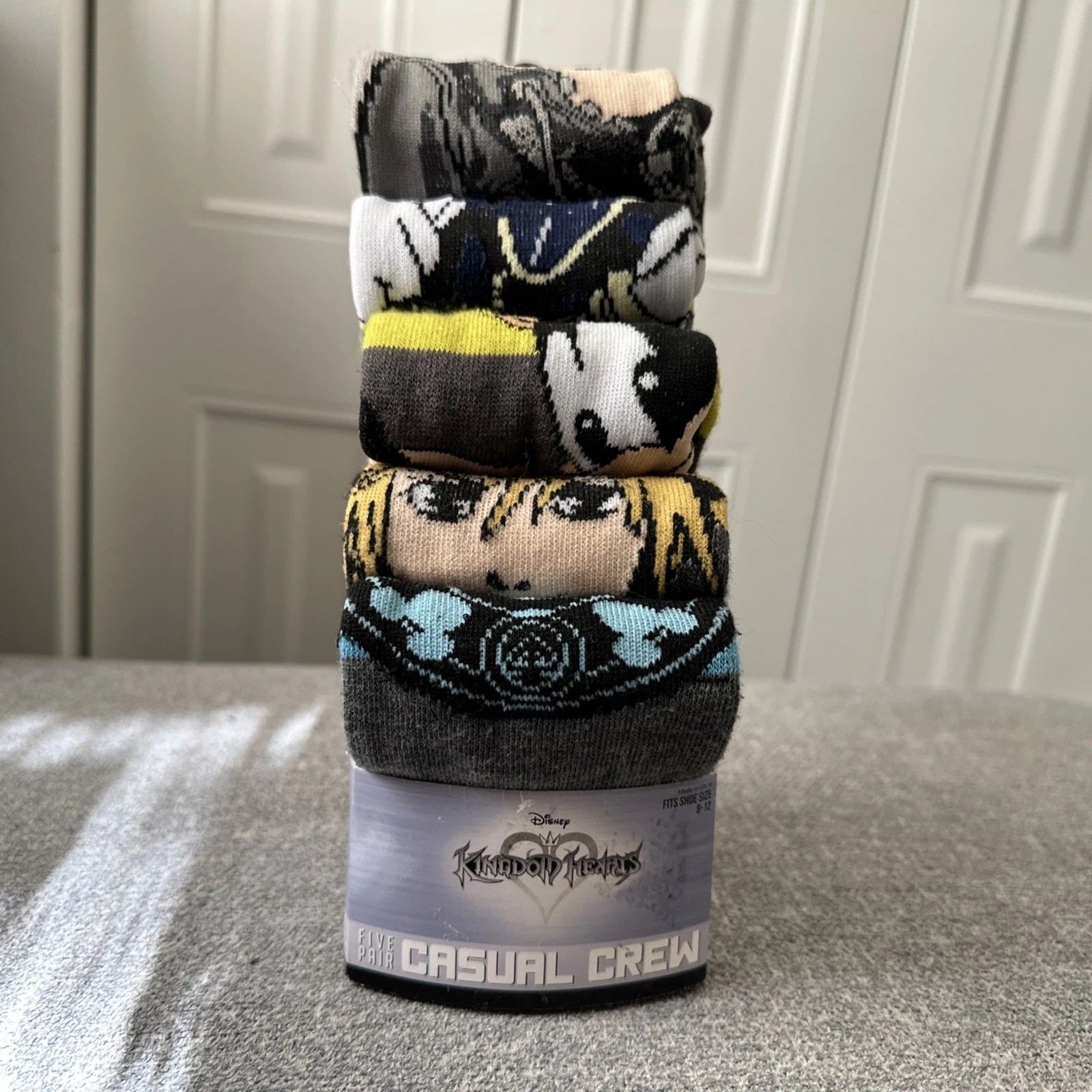 Disney: Kingdom Hearts 5 Pk Causal Crew Socks Set Sock Size 10-13 New