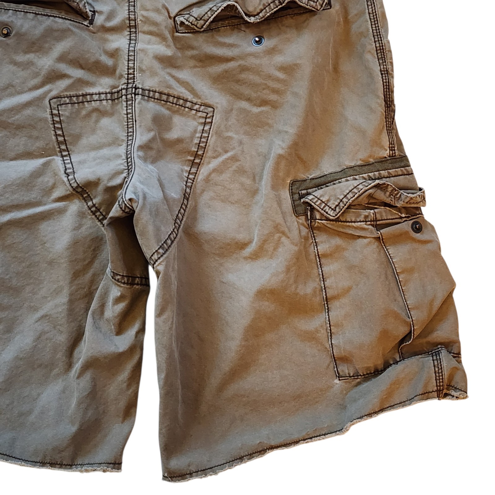 Old Navy Mens Cargo Shorts Size 31 Brown Distressed Raw Edge Hem