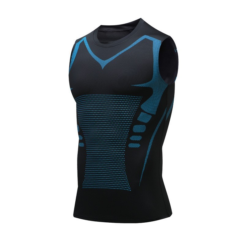 Men Compression Shirt Version Ionic Shaping Sleeveless Vest Sport Tank Top S-2XL