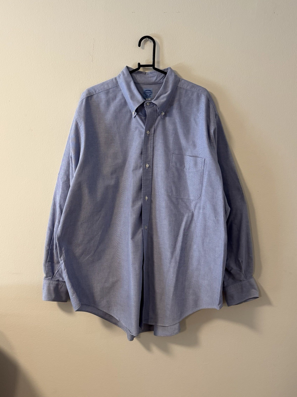 Mercer & Sons Blue Solid Cotton Oxford Button-Down Dress Shirt 18 35 Made in USA