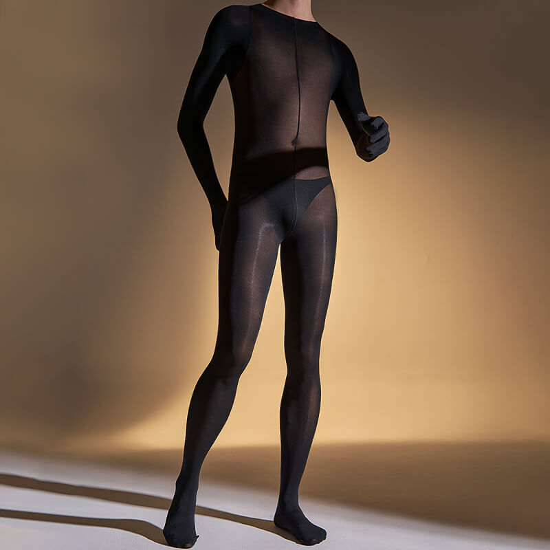 Men’s Super Elastic See-through Full Body Stockings Jumpsuit Bodysuit Underwear