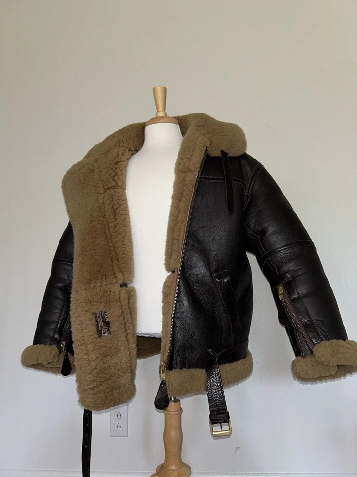 B3 RAF US Nav Mens Bomber Flying Aviator Fur Irvin Real Shearling Leather Jacket