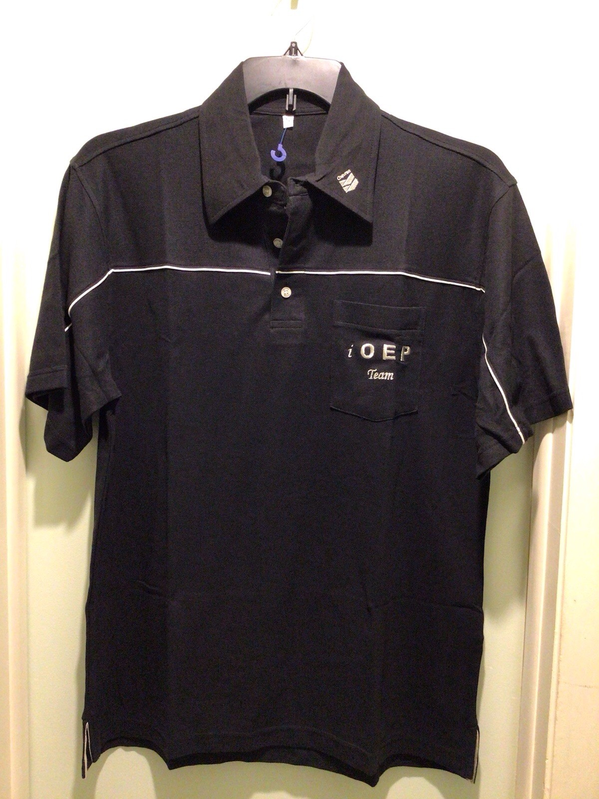 Chevron Men’s Polo Shirt Black White Silver XL