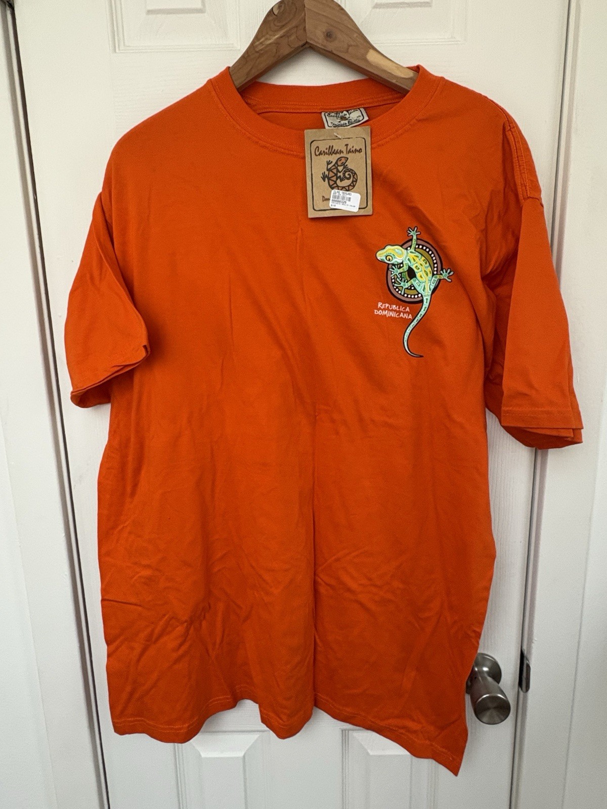 Caribbean Taino Orange T Shirt From Dominican Republic Size XL