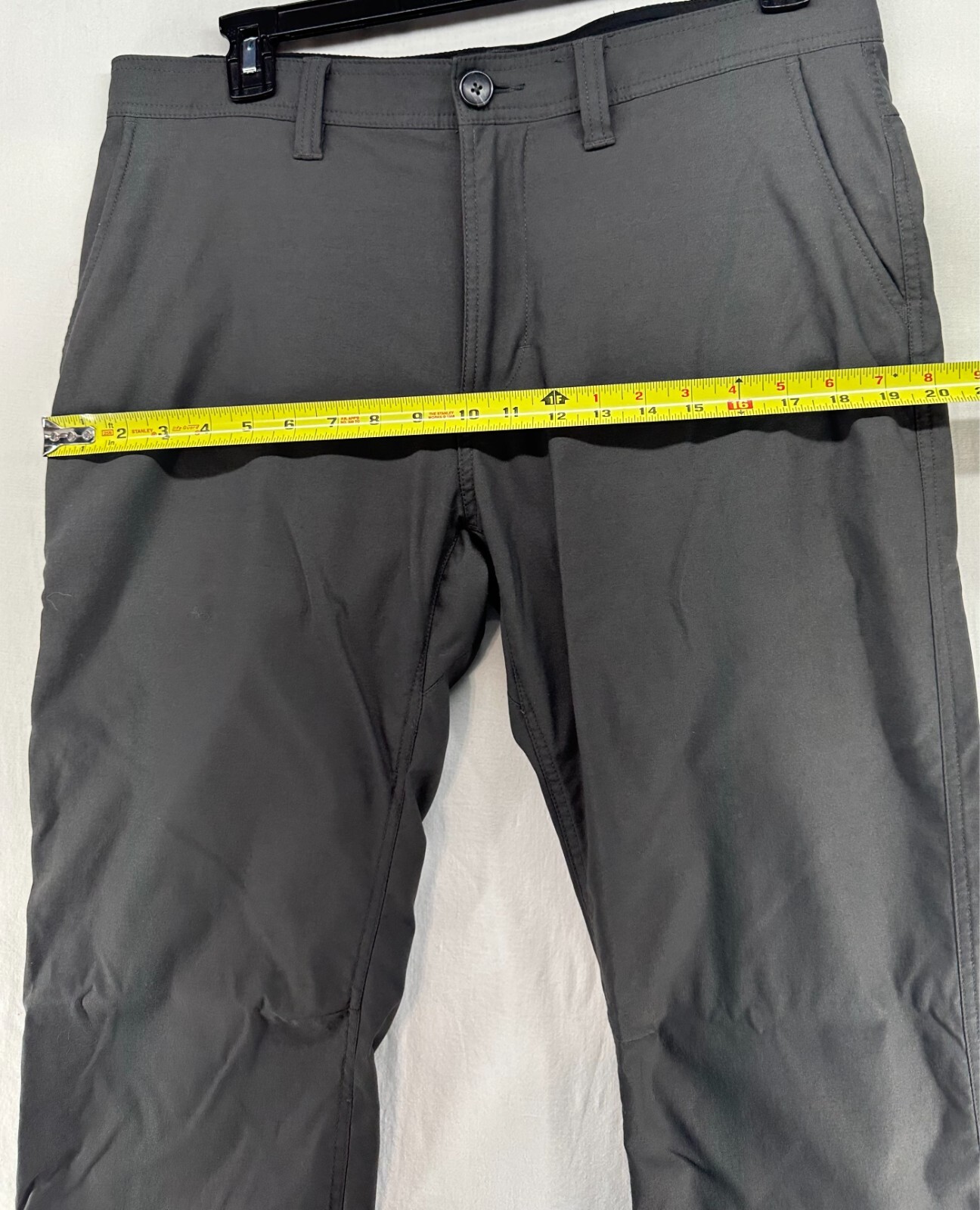 Prana Alameda Pants Gray Zip Fly Slim Fit Straight Hiking Trousers Mens 35×32