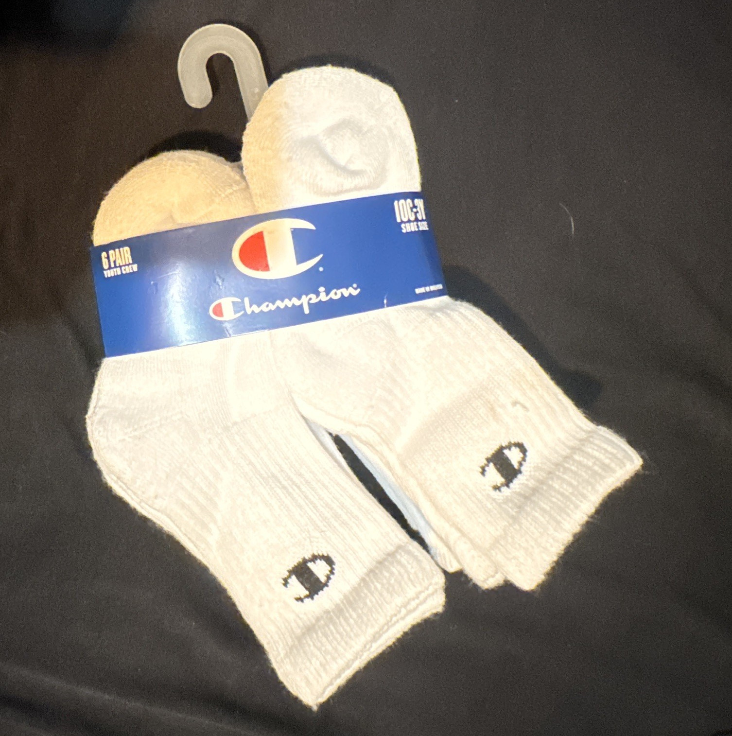 Champion Men’s Logo Crew Socks 6-Pair Pack Size 10-13 White Solid