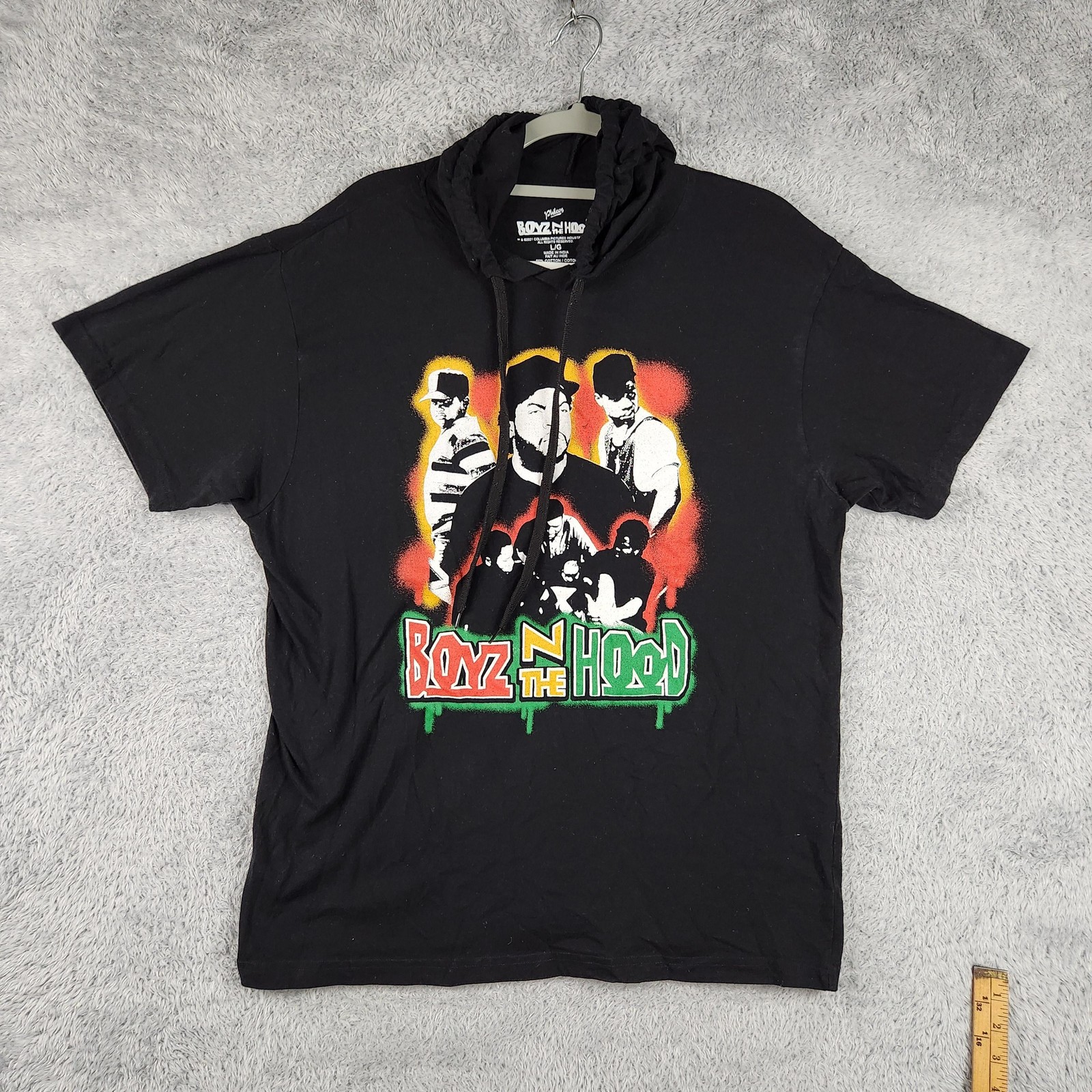 Boyz N The Hood Shirt Mens Large Black Philcos Hooded Graphic Movie Hip Hop Tee