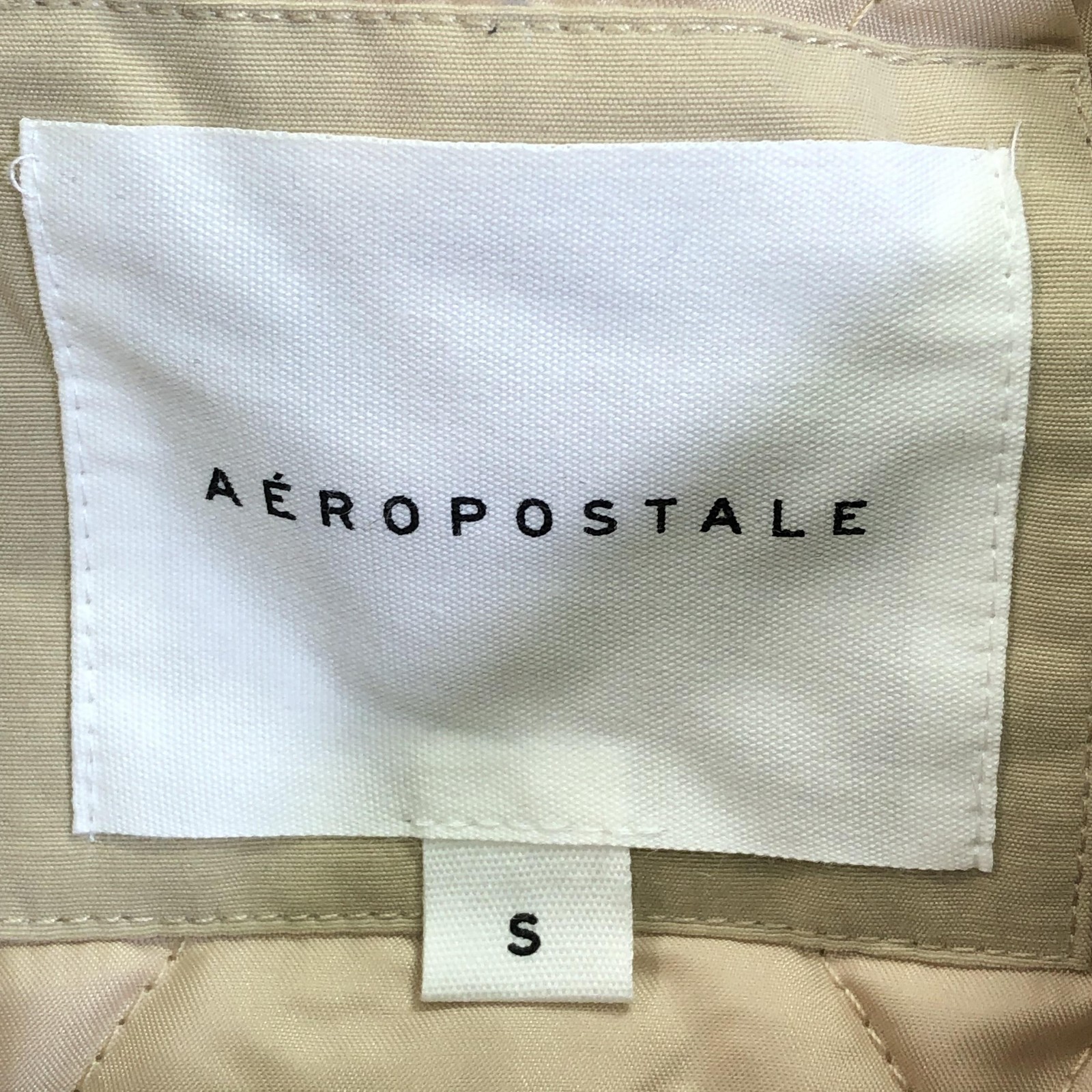 Aeropostale Jacket Mens Small Beige Canvas Quilted Full Zip Corduroy Collar