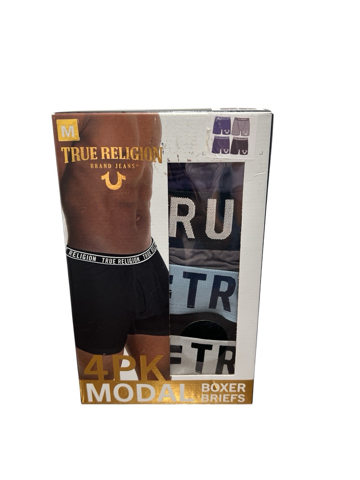 True Religion Men’s Boxer Briefs 4 Pack Modal Stretch Tag Free Size M 32-34 New