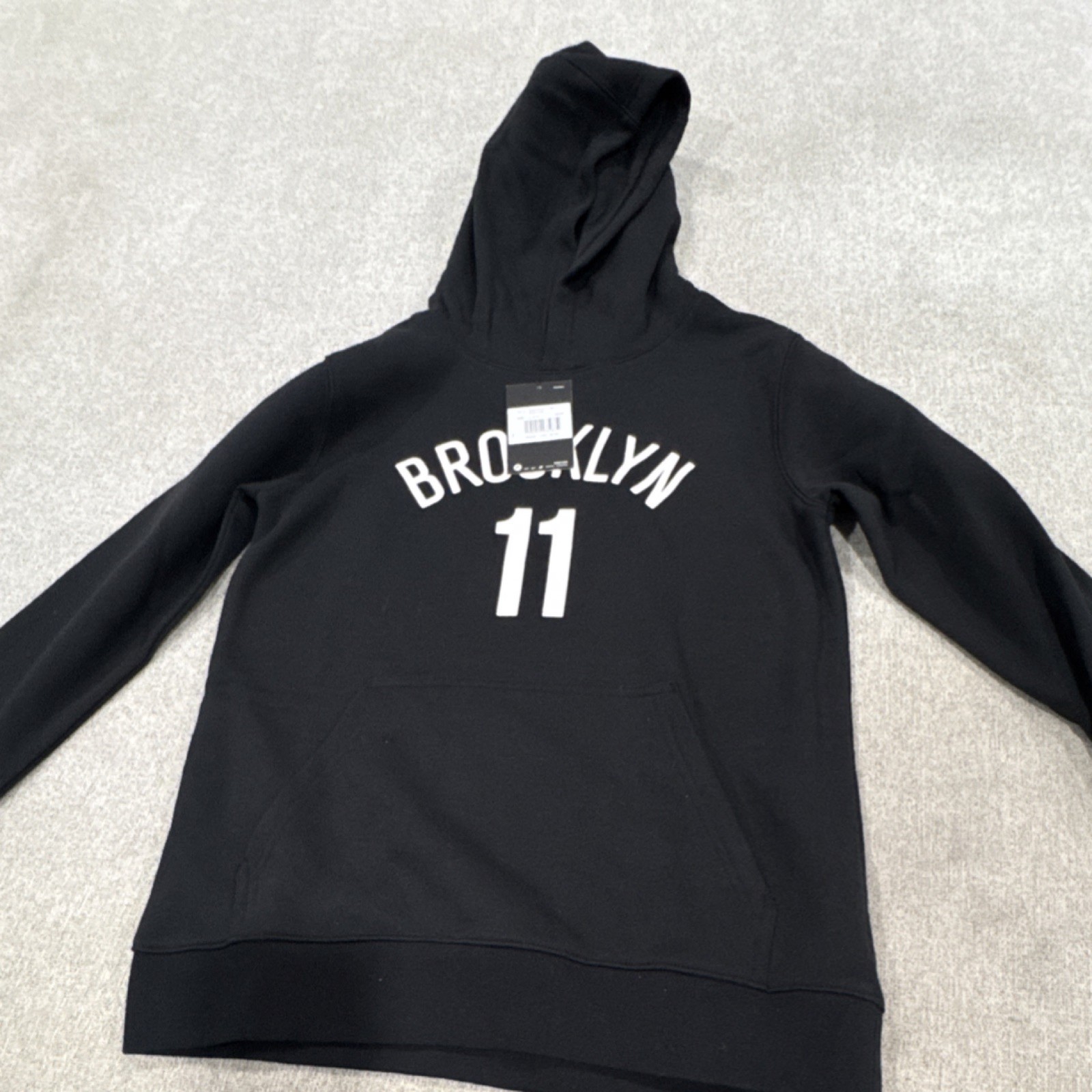 Nike NBA Brooklyn Kyrie Irving #11 Black Pullover Fleece Hoodie Pockets YL