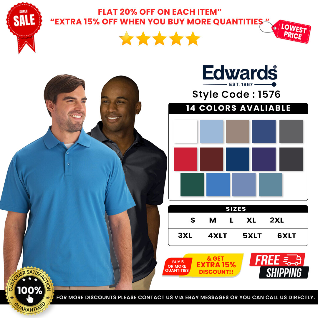 Edwards Garments 1576 Men’s Hi Performance Mesh Short Sleeve Polo Shirt