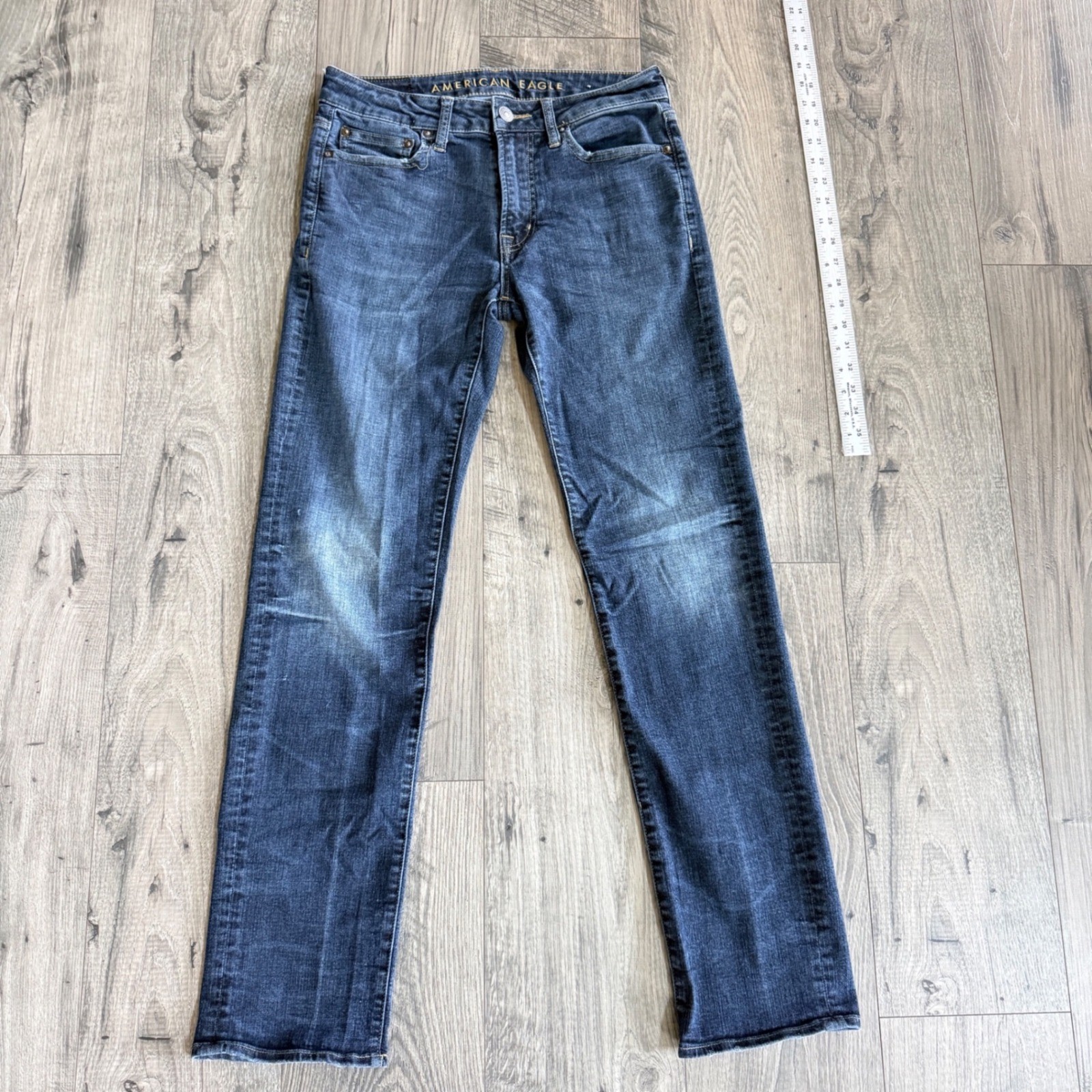 American Eagle Original Straight Jeans Flex Mens 30×34 (32) Dark Wash Blue Denim
