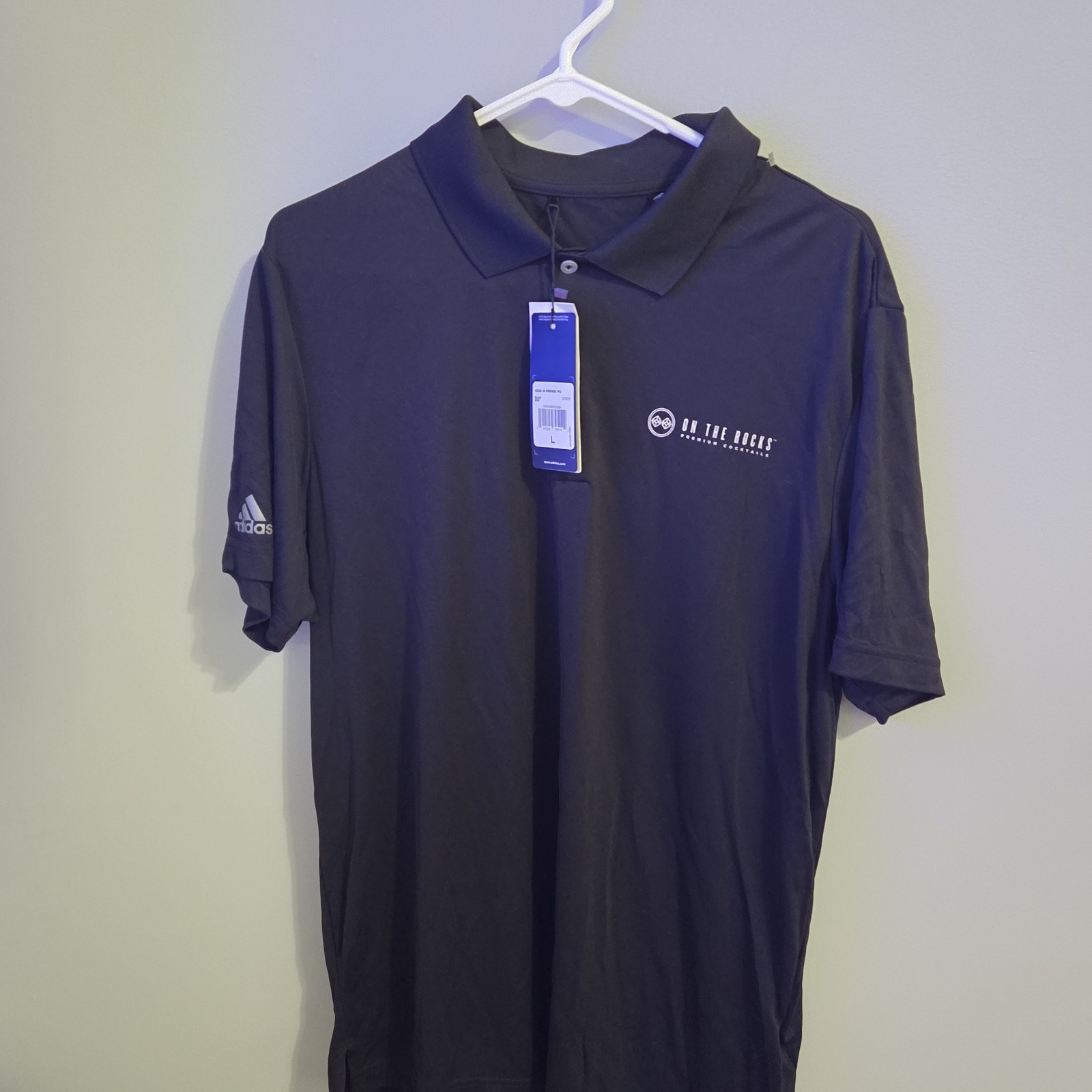 NWT New ADIDAS Men’s Large Black Golf Polo Shirt Short Sleeved Microfiber