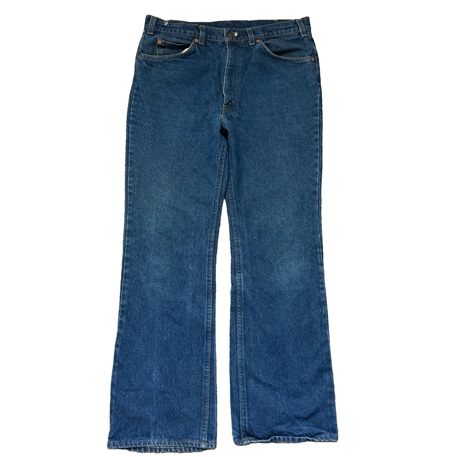 70s Levi’s Bootcut Jeans Blue Medium Wash 517 Orange Tab (Ripped off) 36×32