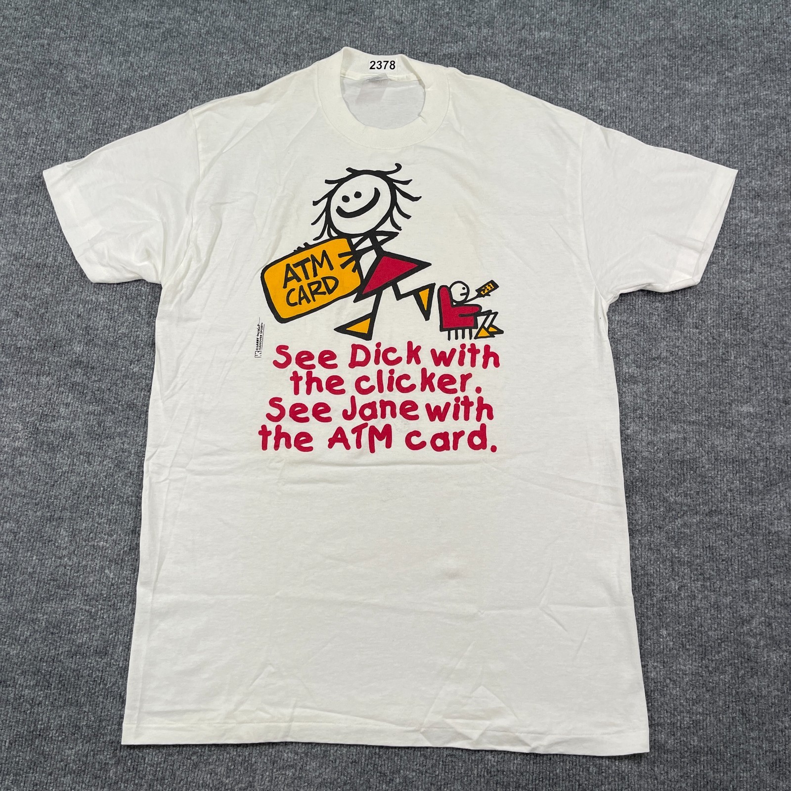 Vintage 90s Funny Dick & Jane Marriage Shopping Humor Shirt Large 22×32 White