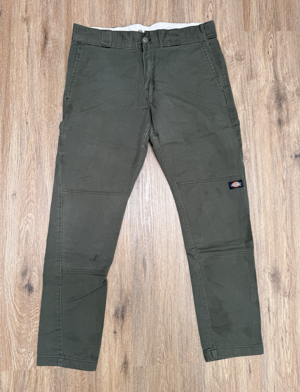 Dickies Mens Green Skinny Straight Workwear Pants 34W Stretch Twill Pockets